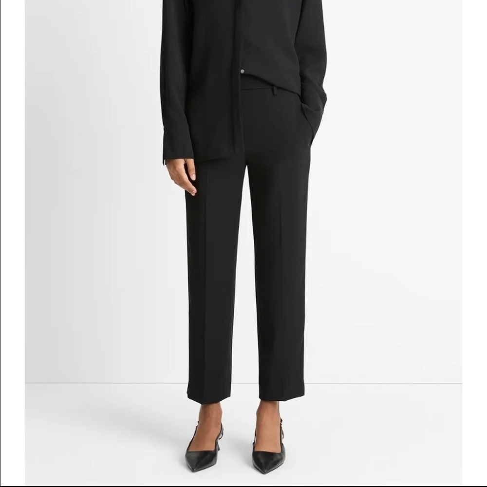 Vince Black Tapered Pull-On Ankle Pants High Waisted Trouser Minimalist XS